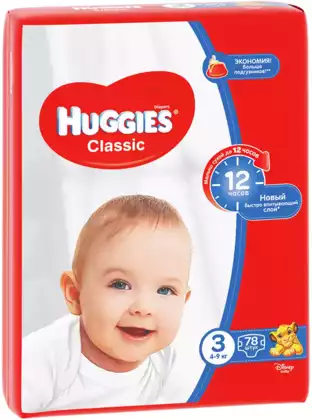 Подгузники Huggies Classic 3 (4-9 кг) 78 шт