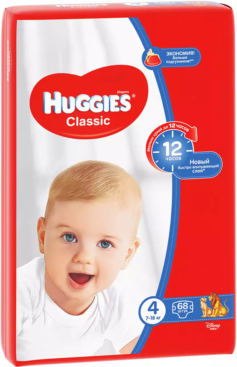 Подгузники Huggies Classic 4 (7-18 кг) 68 шт