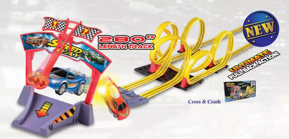 Модель машины Набор Трэк с 2-мя машинками Cross & Crash 700см 78255