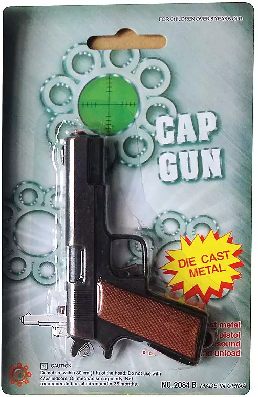 Пистолет металлический 11см на 8 пистонов 2084B