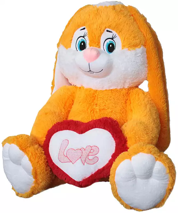 Мягкая игрушка Заяц с сердцем 60 см 09029