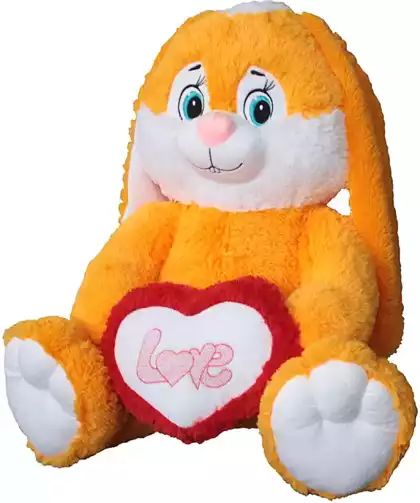 Мягкая игрушка Заяц с сердцем 80 см 09066