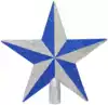 Новогодняя верхушка звезда 20см серебряная, Синий