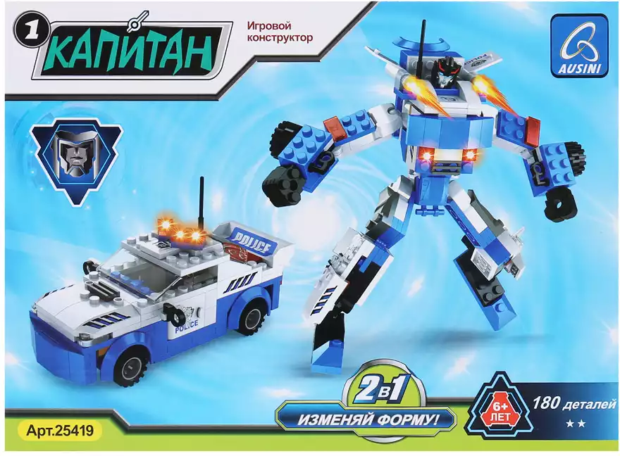 Конструктор блочный Робот+машина 180 дет. 25419 Ausini