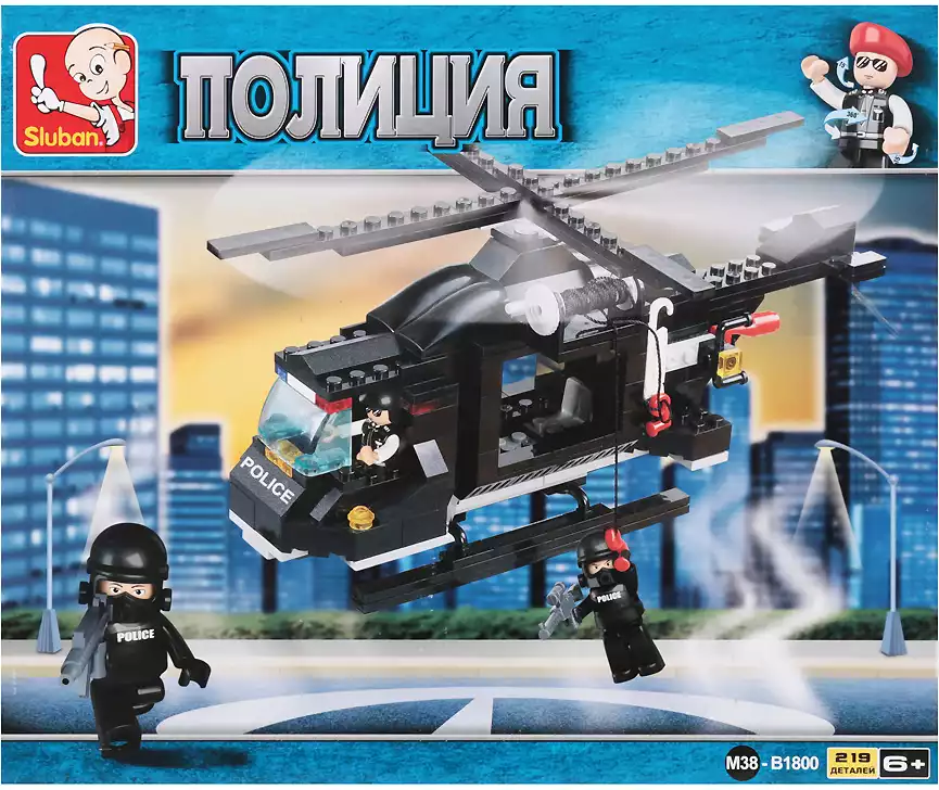 Конструктор блочный Полицейский вертолёт 219 дет. M38-B1800 Sluban
