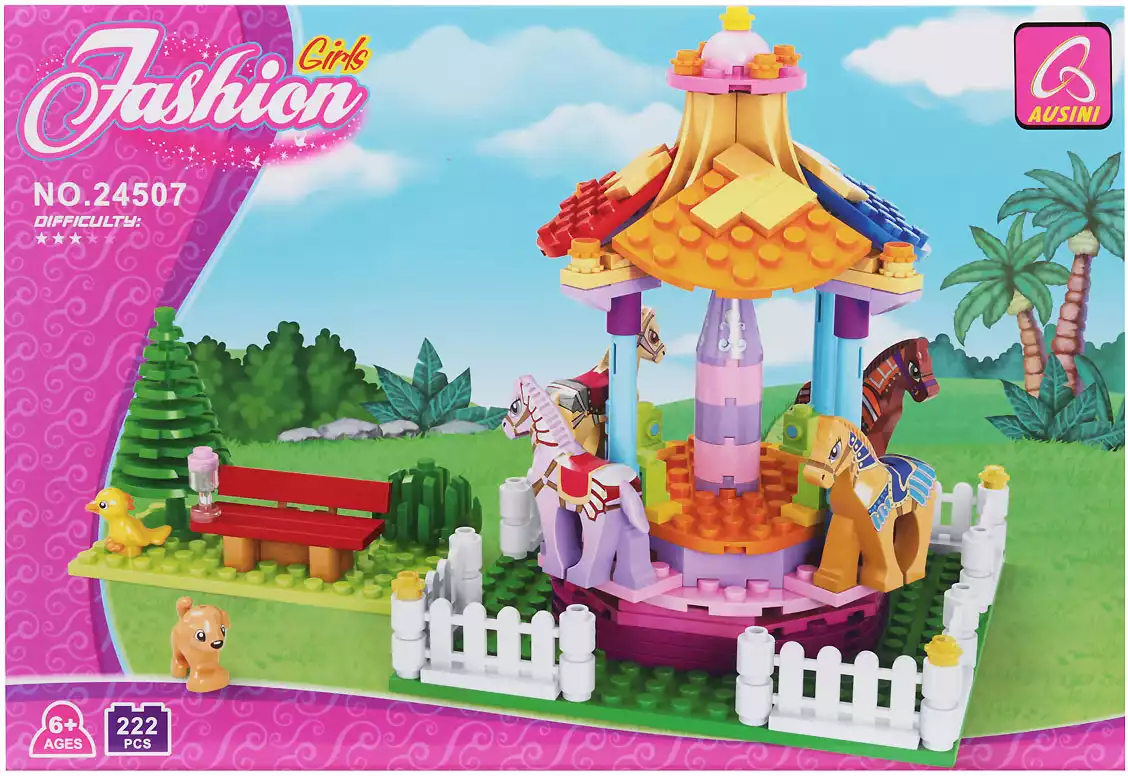 Конструктор блочный Карусель 222 дет. 24507 Ausini