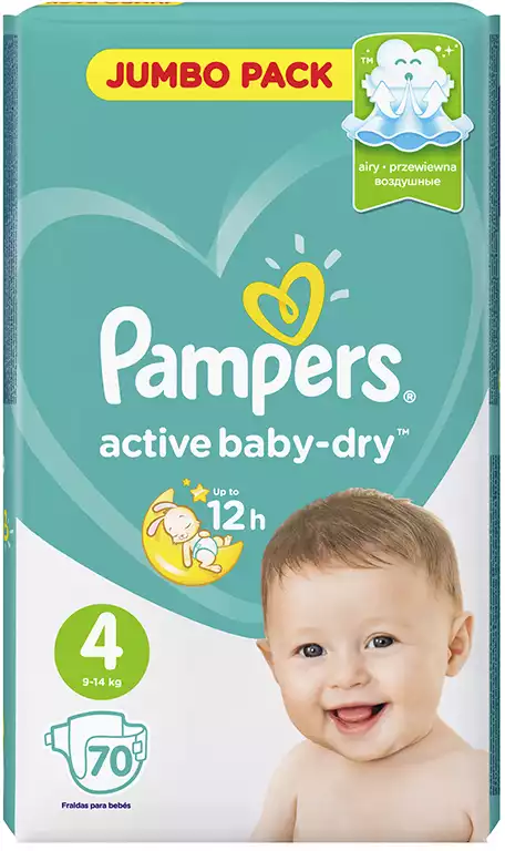 Подгузники Pampers Active Baby-Dry 4 (9–14 кг) 70 шт
