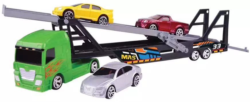 Модель машины Motormax Набор 14 Car Transporter w/ 6 cars + accessories с 6 машинками и акссесуарами