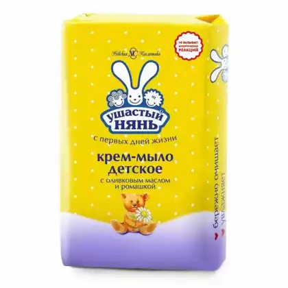 Мыло детское с оливковым маслом и экстр.ромашки Ушастый нянь 90г