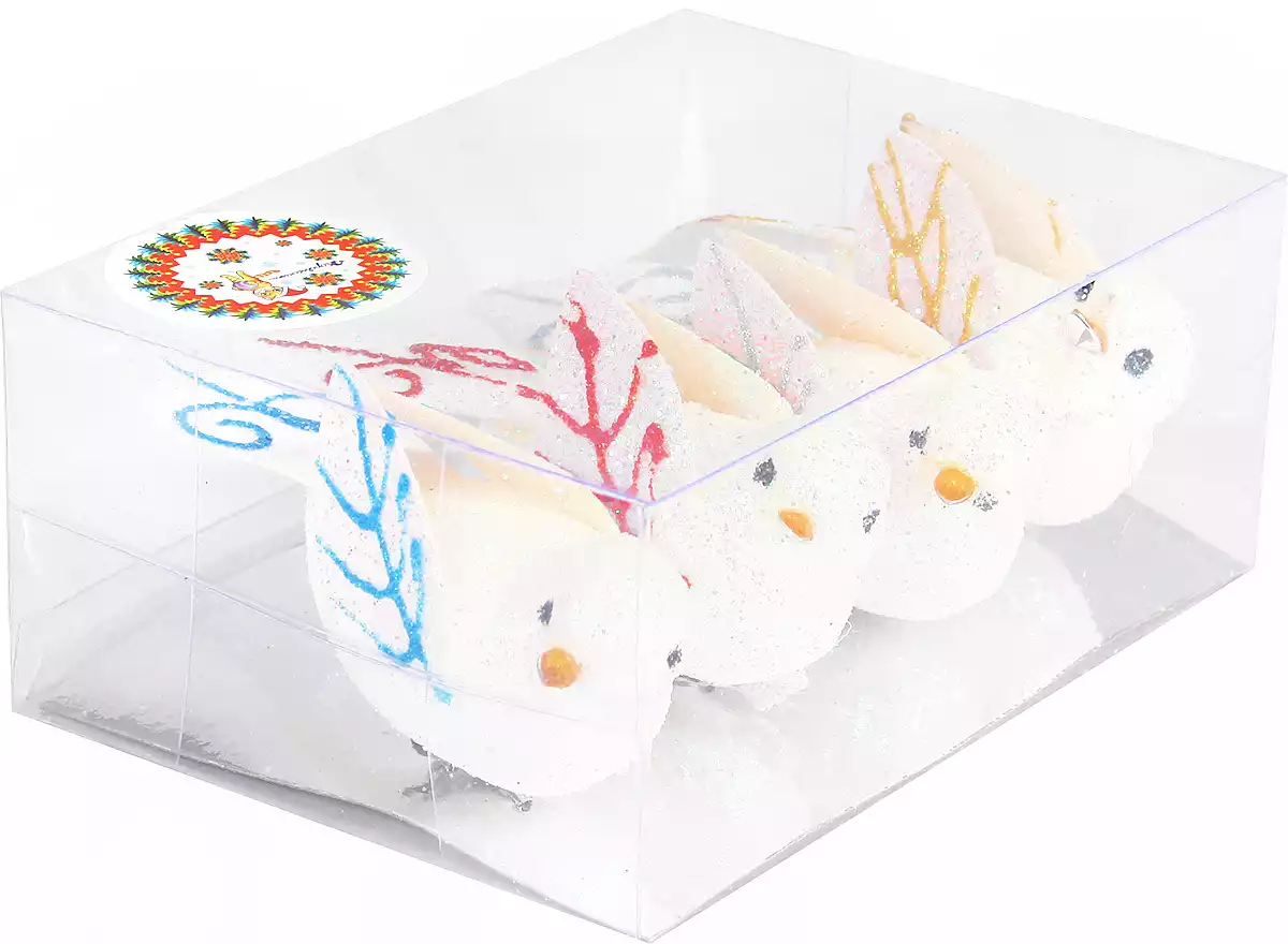 Новогоднее украшение птички 4 шт 058-685