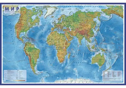 Интерактивная карта настенная Мир Физический КН038