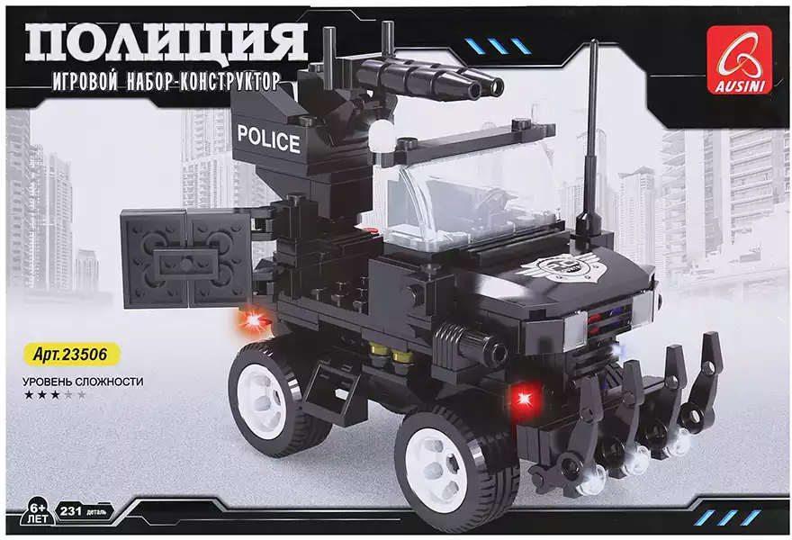 Конструктор блочный Полицейская машина 229 дет. 23506 Ausini