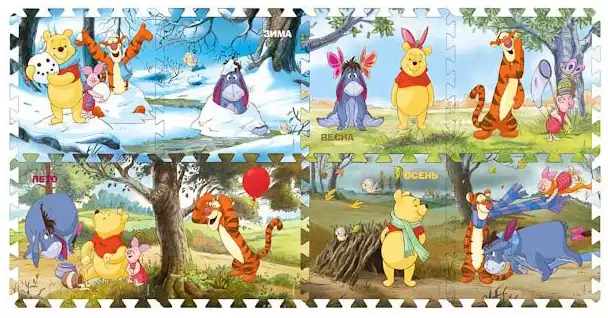 КОВРИК-ПАЗЛ ИГРАЕМ ВМЕСТЕ FS-460 (12) DISNEY ВИННИ 8 СЕГМЕНТОВ 31.5*31.5СМ В ПАК.