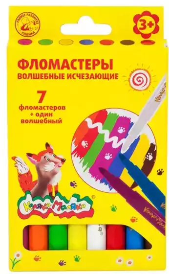 Фломастеры исчезающие Каляка-Маляка 7цв + 1 поглотитель ФИКМ08