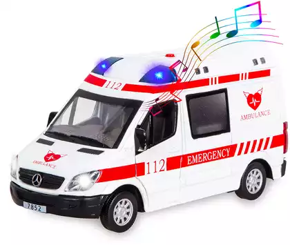 Модель машины Скорая помощь Mercedes-Benz Sprinter (17см) 1:32 свет, звук, Инерционный механизм 68546