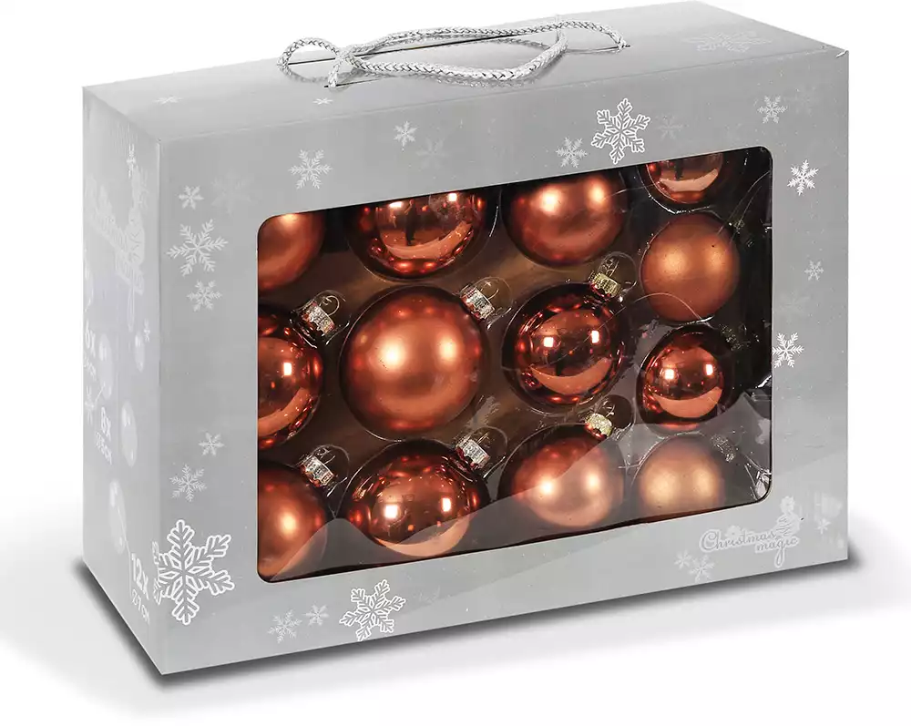 Набор стеклянных шаров кофе 26 штук в коробке