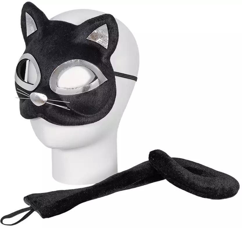 Карнавальная маска кошка с хвостом 058B-858B