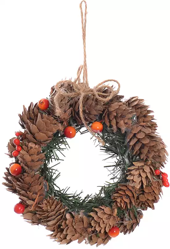 Новогоднее украшение венок 15 см шишки