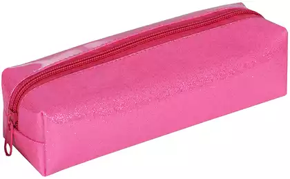 Пенал-косметичка на молнии 195х60х50 РОЗОВЫЙ с блестками К-621