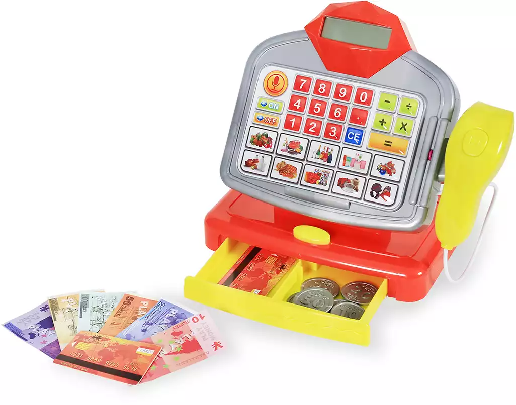 Детская игрушечная касса — купить, цена в интернет-магазине taimyr-expo.ru