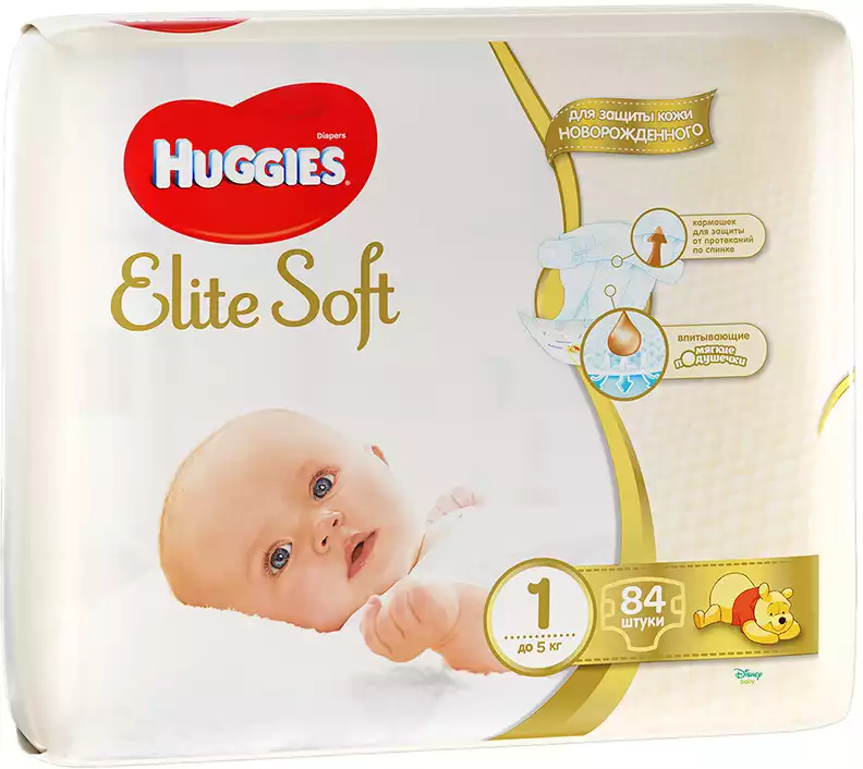 Подгузники Huggies Elit Soft 1 (3-5кг) 84 шт