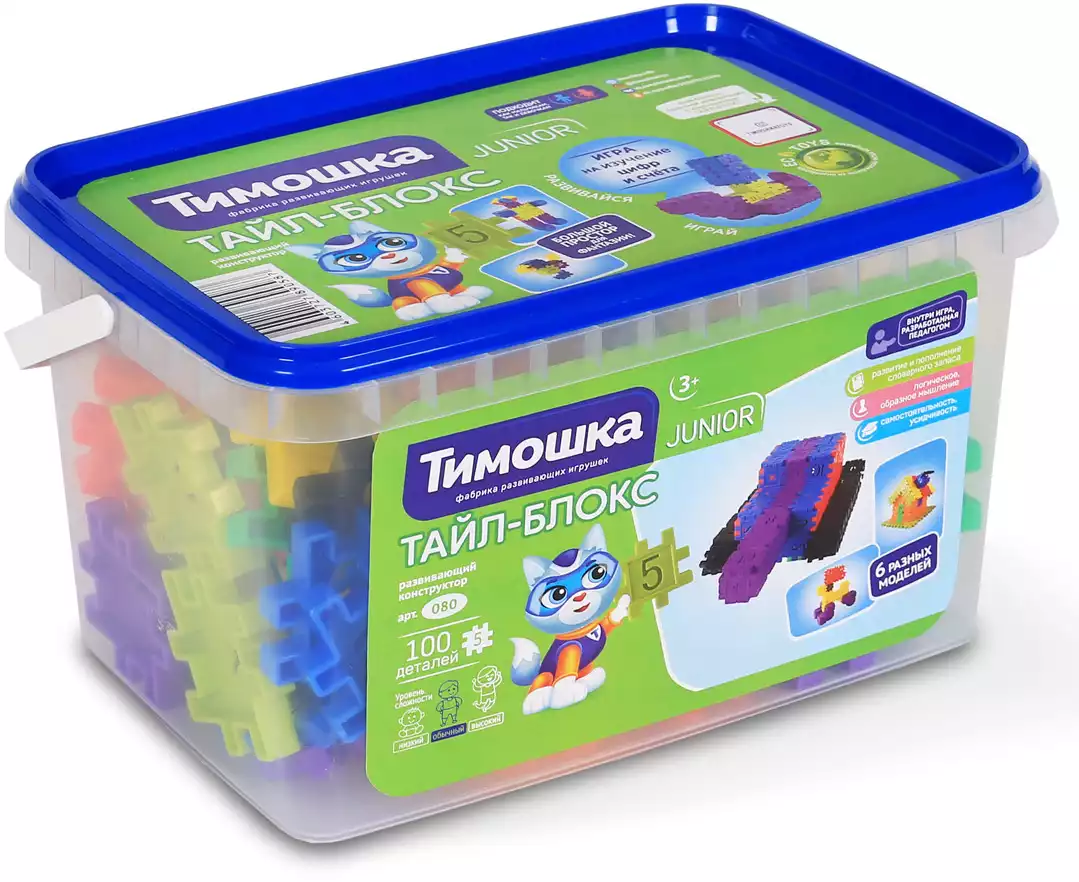 Конструктор Тайл - Блокс 100 дет.Тимошка