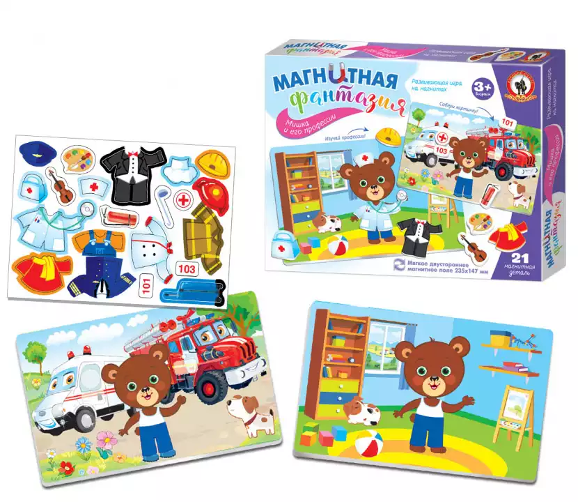 Игра с магнитами Мишка и его профессии 05407 Русский Стиль