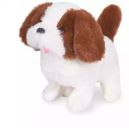 Мягкая игрушка Собака Каспер бело-темно-коричневая механическая 17 см 106-2