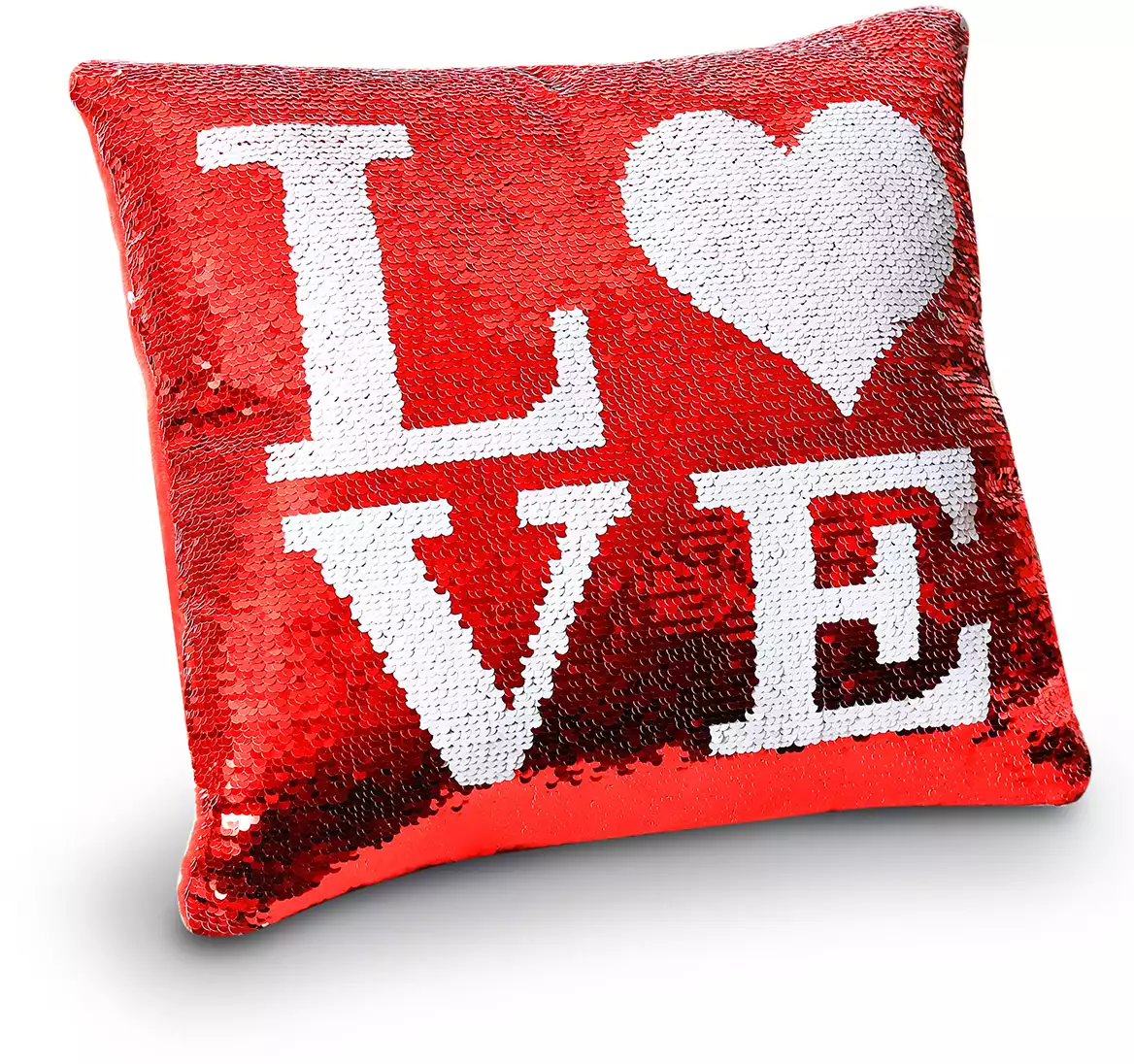 Мягкая подушка Блестящая с надписью бело-красная 40*40 см 1306-1-1 ТМ Коробейники