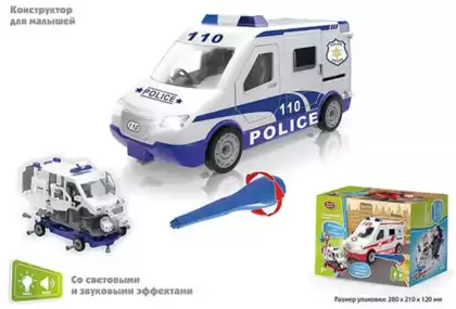Конструктор полицейская машина со светом и звуком 1369 55 дет.