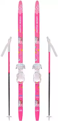 Лыжи 130 в комплекте палки, крепление combi розовый WERTER BERGER Princess