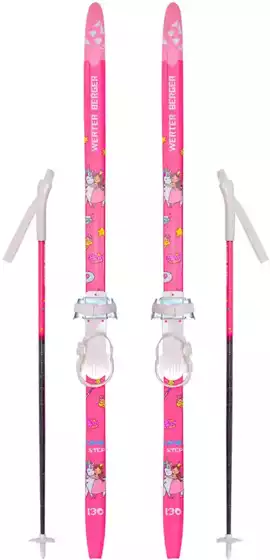 Лыжи 130 см в комплекте палки, крепление combi розовый WERTER BERGER Princess