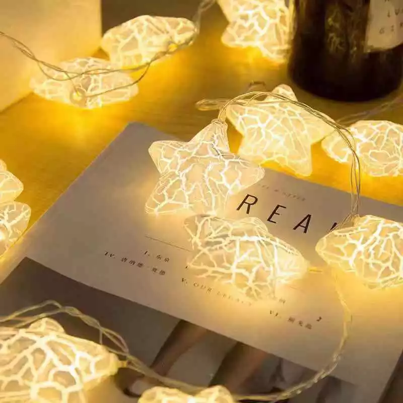 Электрическая гирлянда ШНУР 2 м 10 ламп звезды желтый