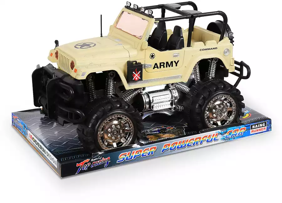 Машина инерционная Bigfoot 6803A хаки светлый Jeep Wrangler Cabrio п/к