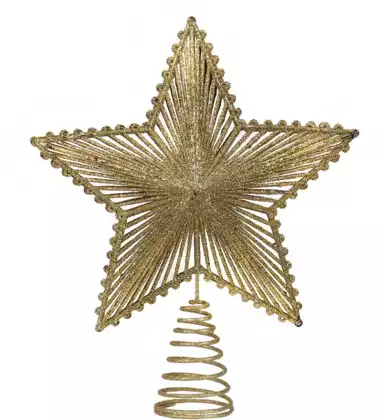 Новогодняя верхушка звезда 23 см золото