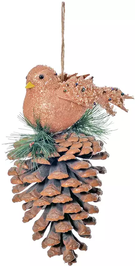 Новогоднее украшение птичка 12 см 058C-72C