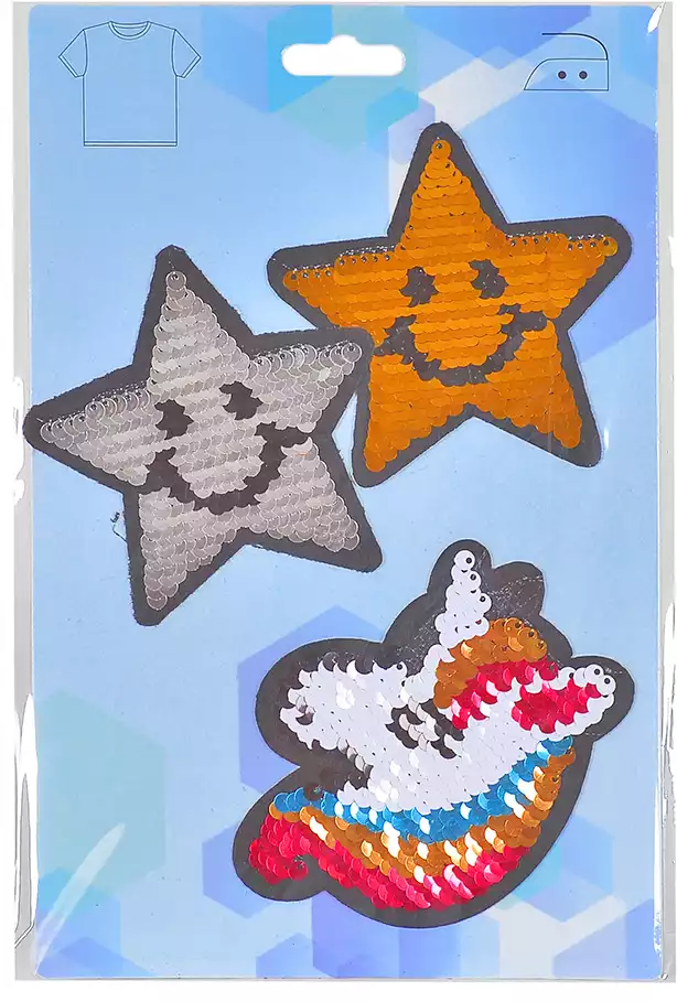 Термонаклейка двусторонняя Единорог и звезды