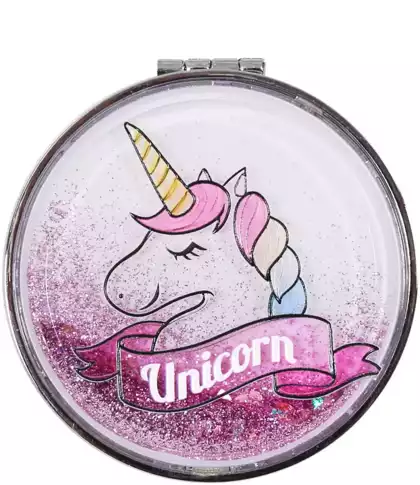 Зеркало Единорог с плавающими блестками 8см 058C-3115C