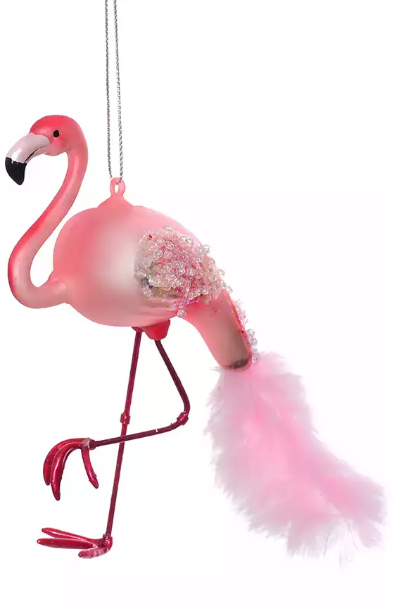 Новогодняя фигурка 13 см Фламинго стекло Y160592