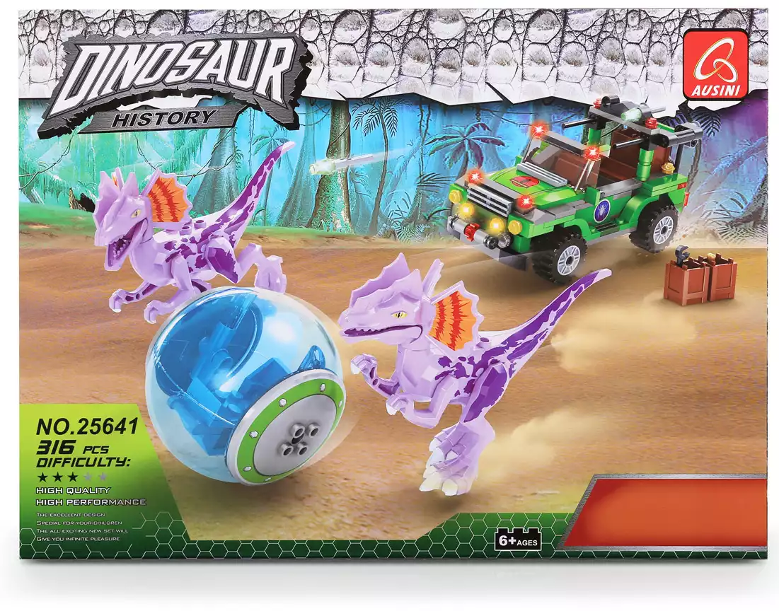 Конструктор блочный Исследование динозавров 316 дет. 25641 Ausini