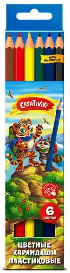 Карандаши цветные 6 цветов Creativiki пластик ЦКП06КР