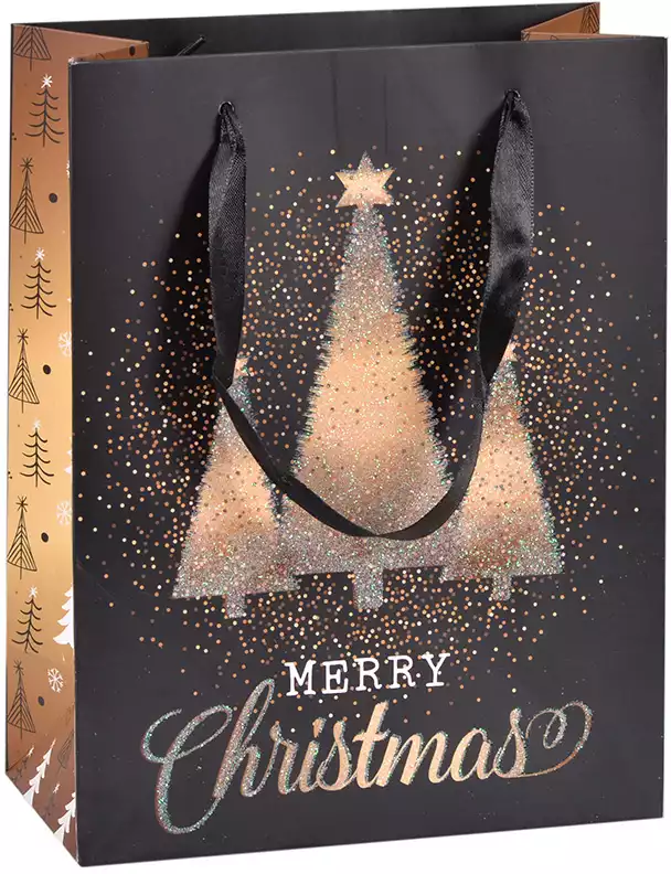 Пакет новогодний Merry Christmas золото