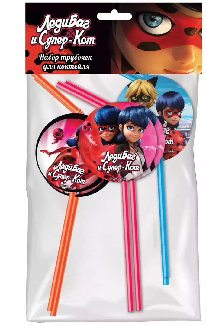 Набор трубочек для напитков Леди Баг и Супер-Кот 6 шт