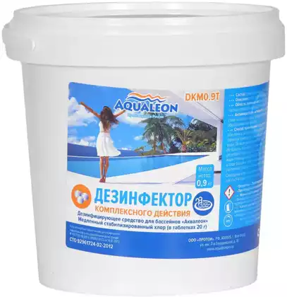 Дезинфицирующее средство медленный хлор Комплекс Aqualeon в таб. 20 г 0,9 кг