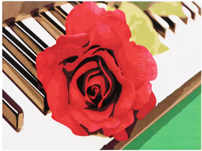 Раскрашивание на холсте 40*50 см по номерам Х-4743 Роза на фортепиано