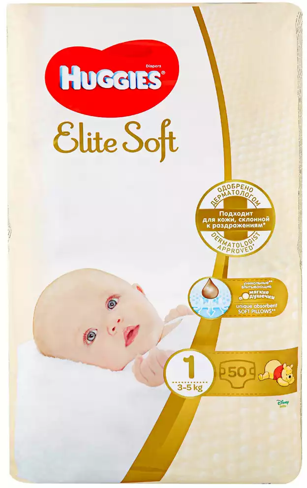 Подгузники-трусики Huggies Elit Soft 1 (3-5 кг) 50 шт купить в Улан-Удэ -  интернет магазин Rich Family
