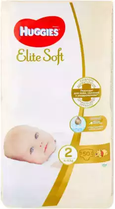 Подгузники HUGGIES Elite Soft для новорожденных 2 (4-6кг), 50 шт.