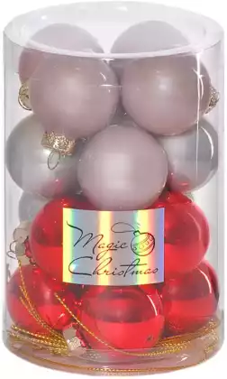 Набор стеклянных шаров 3,5 см 16 штук Зимняя ягода 013449