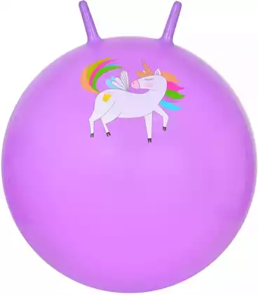 Мяч с рожками 65 см фиолетовый с Единорогом