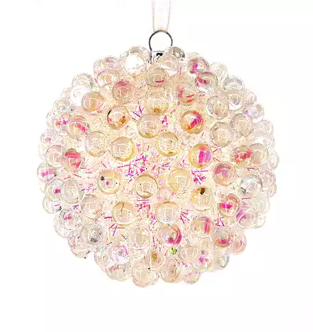 Новогодний шар 8 см белый 150310-2